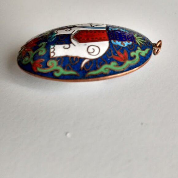 Vintage Cloisonné Enameled Elephant Two-Sided Pendant NO CHAIN SEE DESCRIPTION - Picture 3 of 7